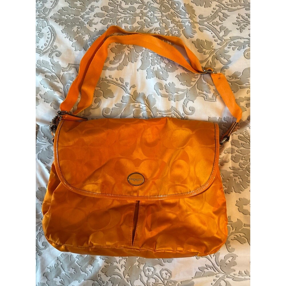 Coach Orange Signature C Nylon Shoulder Messenger Bag